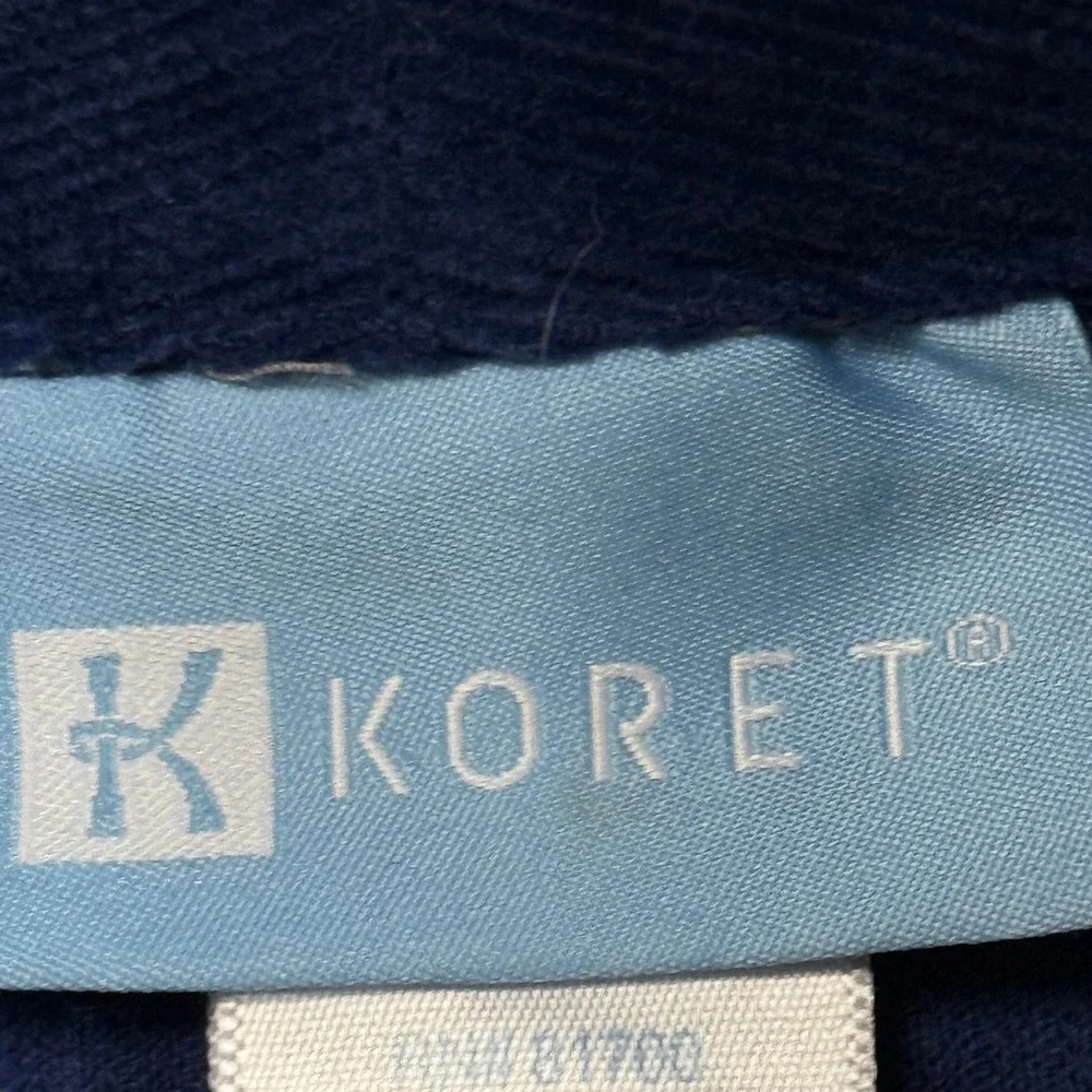 Koret Women Blue Corduroy Blazer Jacket Shawl Collar Size 12 Longline Pockets
